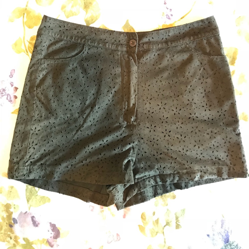Army Green High Waisted Shorts